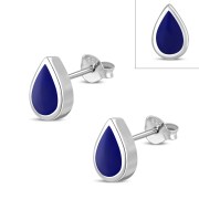 Lapiz Lazuli Drop Silver Stud Earrings, e333